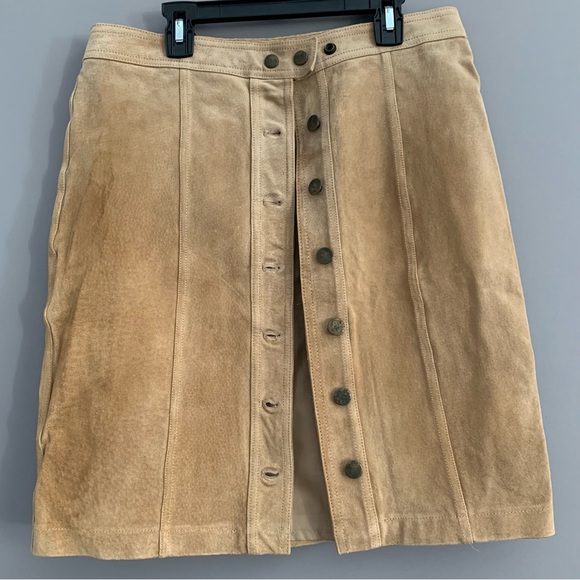 Jano Size 7 Tan Suede Pencil Skirt - Picture 2 of 10